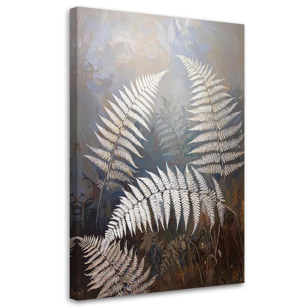 WANDBILD, Farnblätter Natur Pflanzen weiß grau - Weiß, Textil (20/30cm) - Feeby