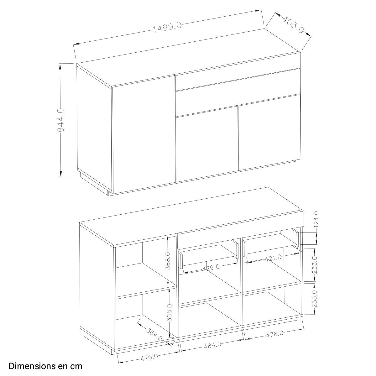SIDEBOARD Andrea Anthrazitgrau und Holz - Grau, Holzwerkstoff (150/85/40cm) - Petits-meubles