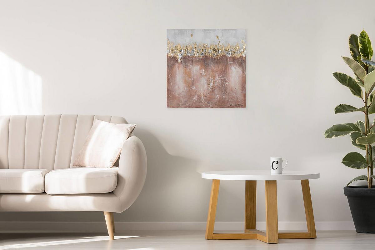 ACRYLBILD HANDGEMALT 60/60 cm - Pink, Holz/Textil (60/60cm) - KUNSTLOFT