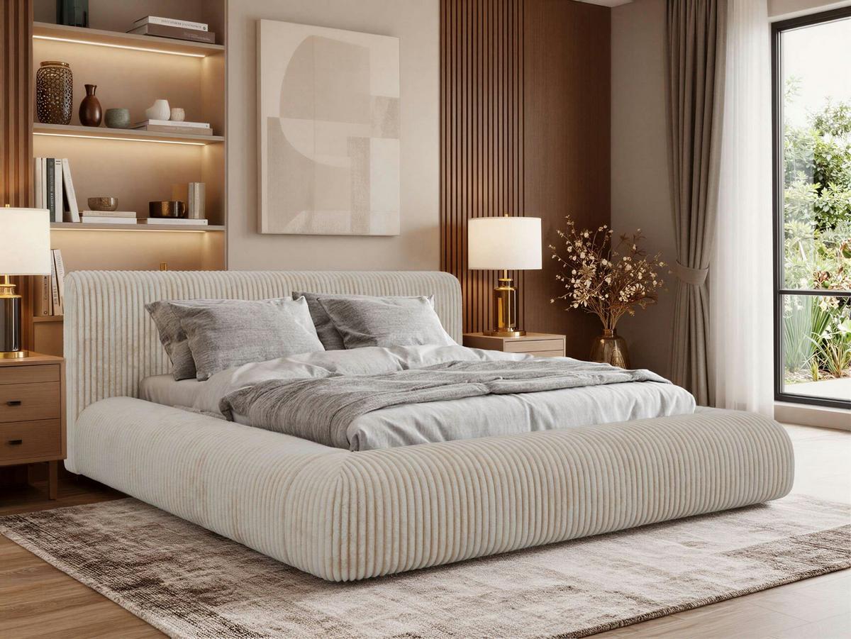 POLSTERBETT TILBEA CLASSIC 140/200 - Beige Cordstoff - ohne Matratze - Beige, Textil (140/200cm) - MKS