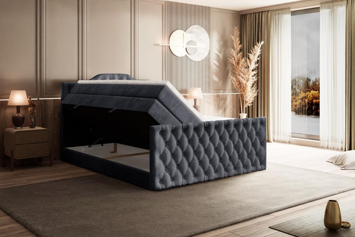 BOXSPRINGBETT VILA-1-Z KING - 140x200 - H3/H4 - Dunkelgrau - Dunkelgrau, Holzwerkstoff (140/200cm) - ALTDECOR