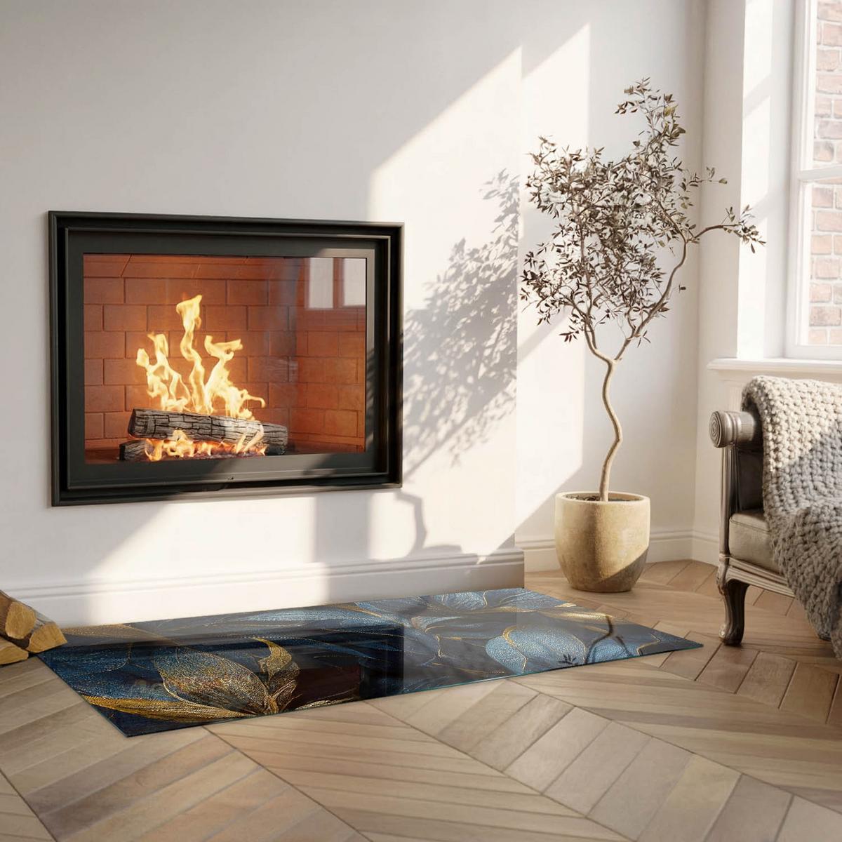 GLASPLATTE für Kamin 125x50 cm - Dunkelblau, Glas (125/50/0.4cm) - TULUP
