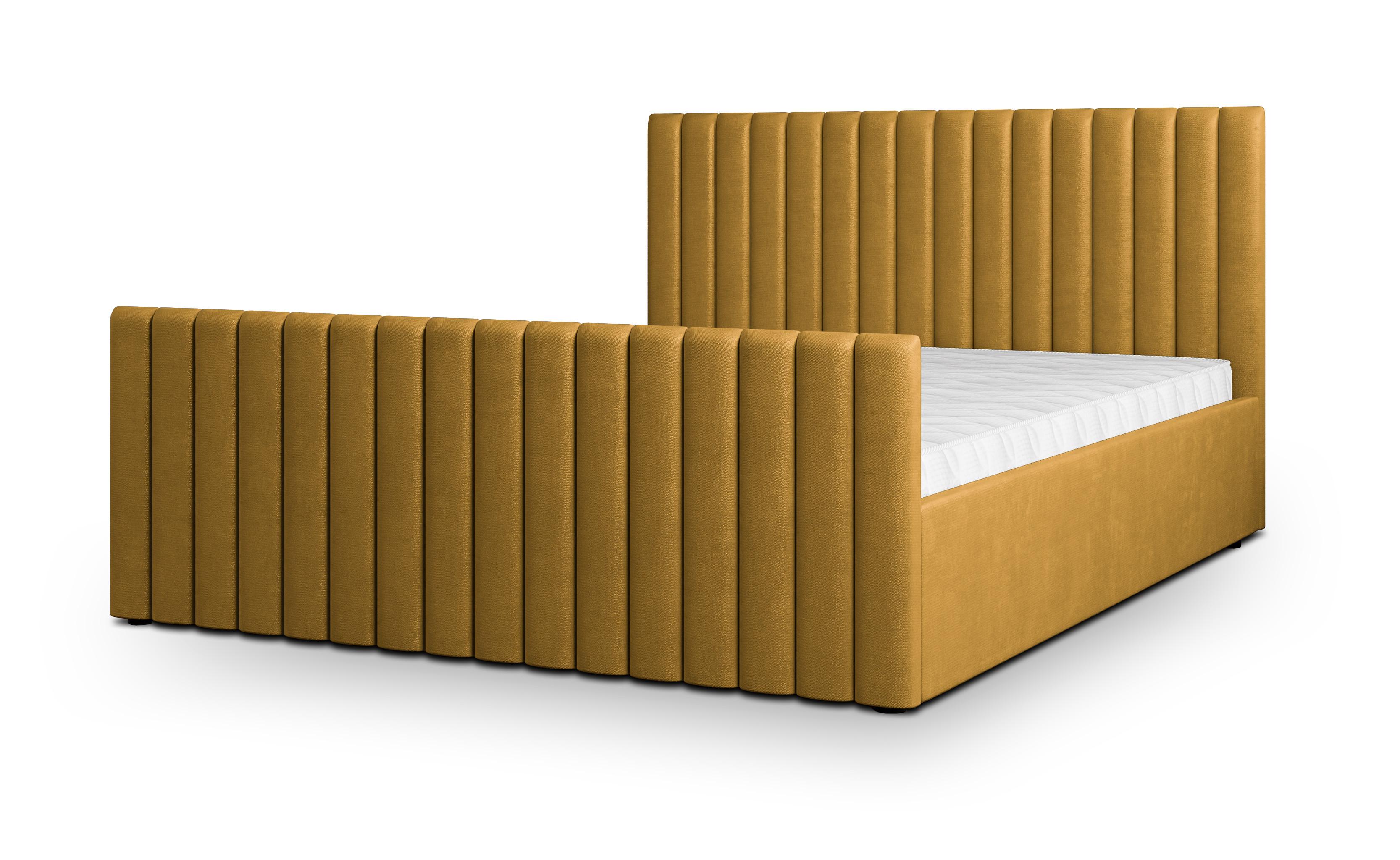 POLSTERBETT CANOVA K 200x200 cm mit Bettkästen - Gelb - Gelb, Holz/Textil - MASSENO