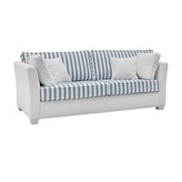 SOFA 2,5-Sitzer creme blau gestreift, Landhaus 200 cm, Couch inklusive 4 Kissen - Blau/Creme, Holz/Textil (200/88/96cm) - Furn.Design