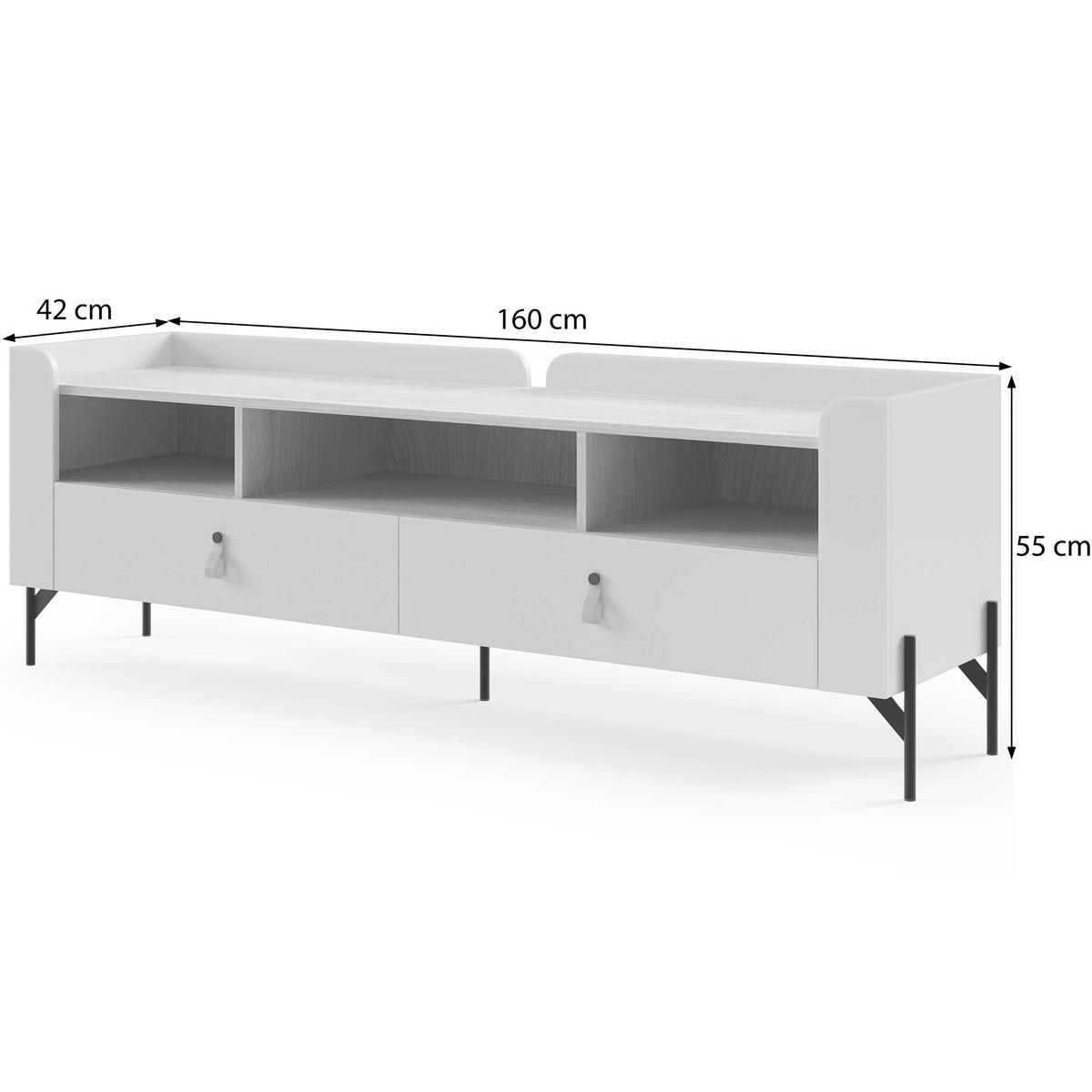 LOWBOARD Sorella mit 2 Schubladen 160 cm, für Jugendzimmer, Macadamia + Eiche Mavelie - Eichefarben/Beige, Leder/Holzwerkstoff (160/55/42cm) - Beautysofa