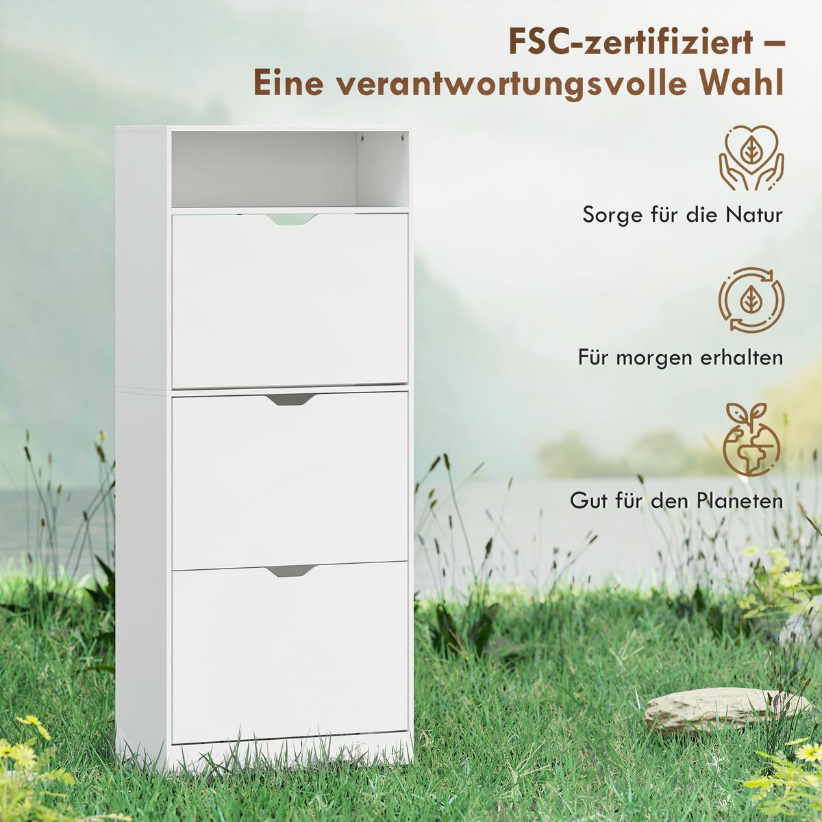 SCHUHSCHRANK aus MDF 60/26/140 cm Weiß - Weiß, Holzwerkstoff (26/140/60cm) - HOMCOM