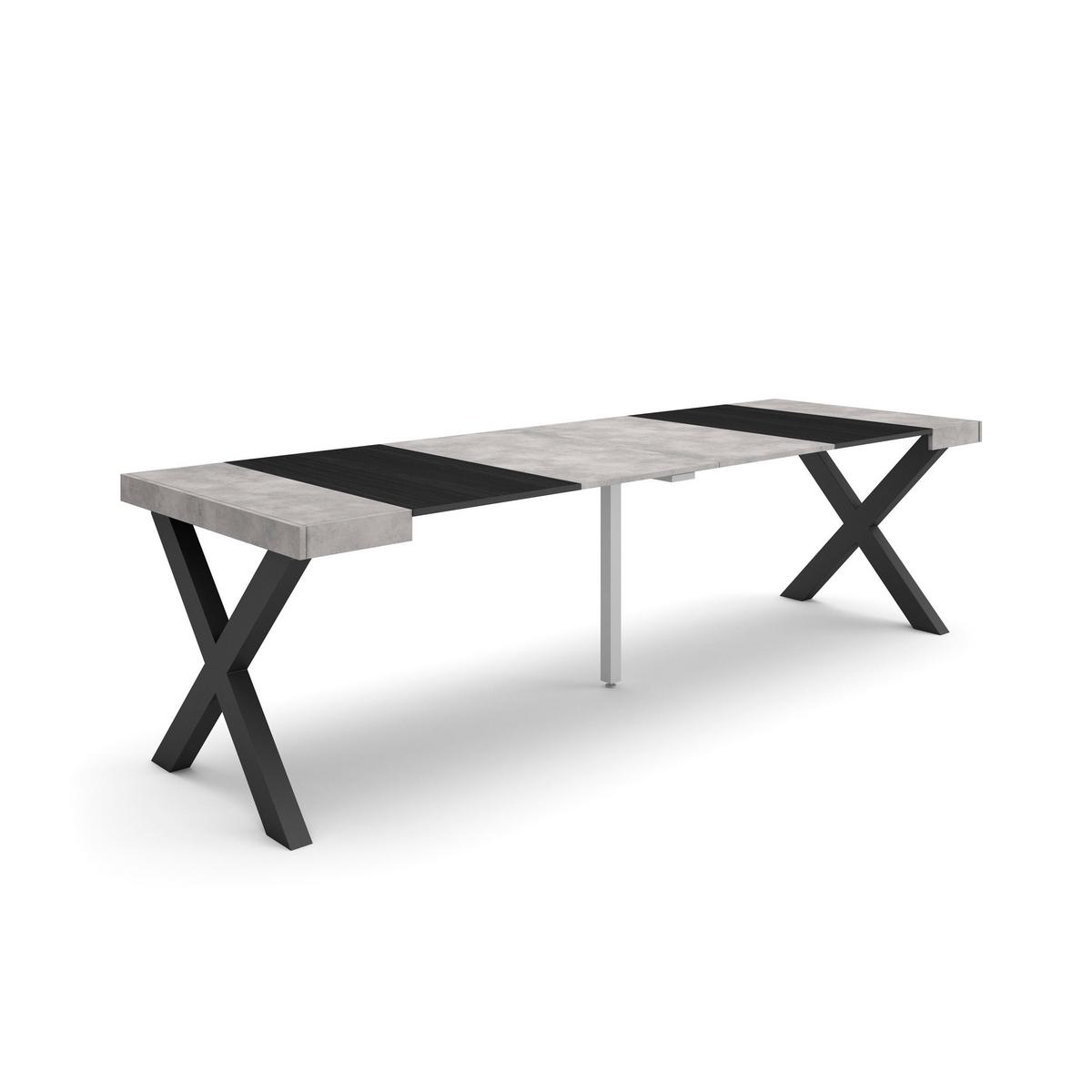 KONSOLENTISCH ausziehbar 58 bis 262cm, für 12 Gäste, zementgrau, 90/58/73cm - Schwarz/Grau, Holzwerkstoff (90/262/73cm) - Skraut Home