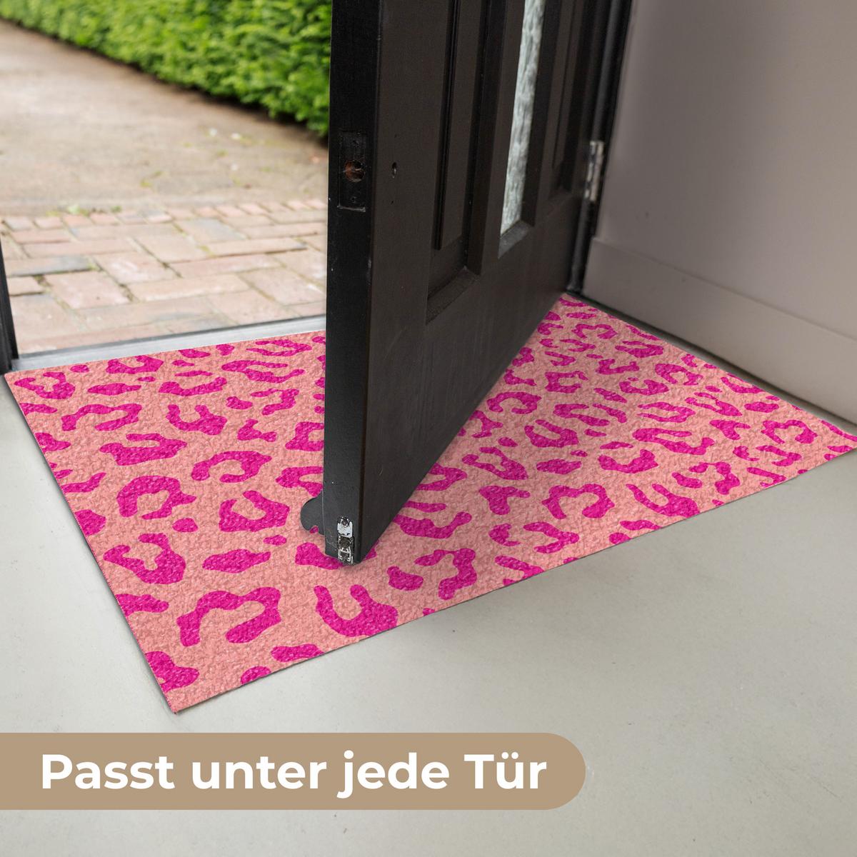 FUSSMATTE Pantherdruck - Rosa - Tierdruck - Minimalistisch Sauberlaufmatte 60x40 cm - Pink, Kunststoff (60/40cm) - MuchoWow