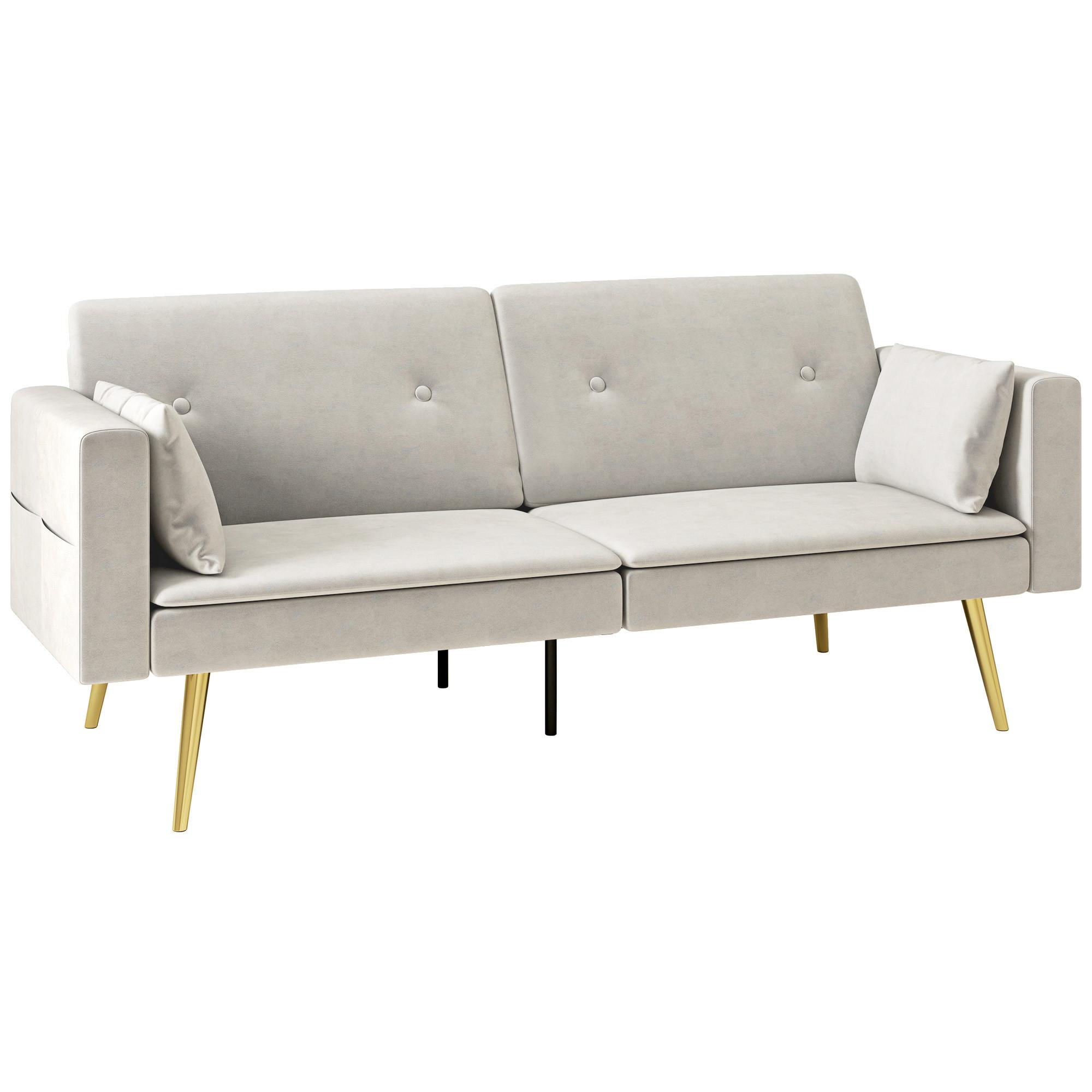 SCHLAFSOFA mit Verstellbar Rückenlehne, Beige - Beige, Textil (73/78.5/181cm) - HOMCOM