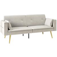 SCHLAFSOFA mit Verstellbar Rückenlehne, Beige - Beige, Textil (73/78.5/181cm) - HOMCOM