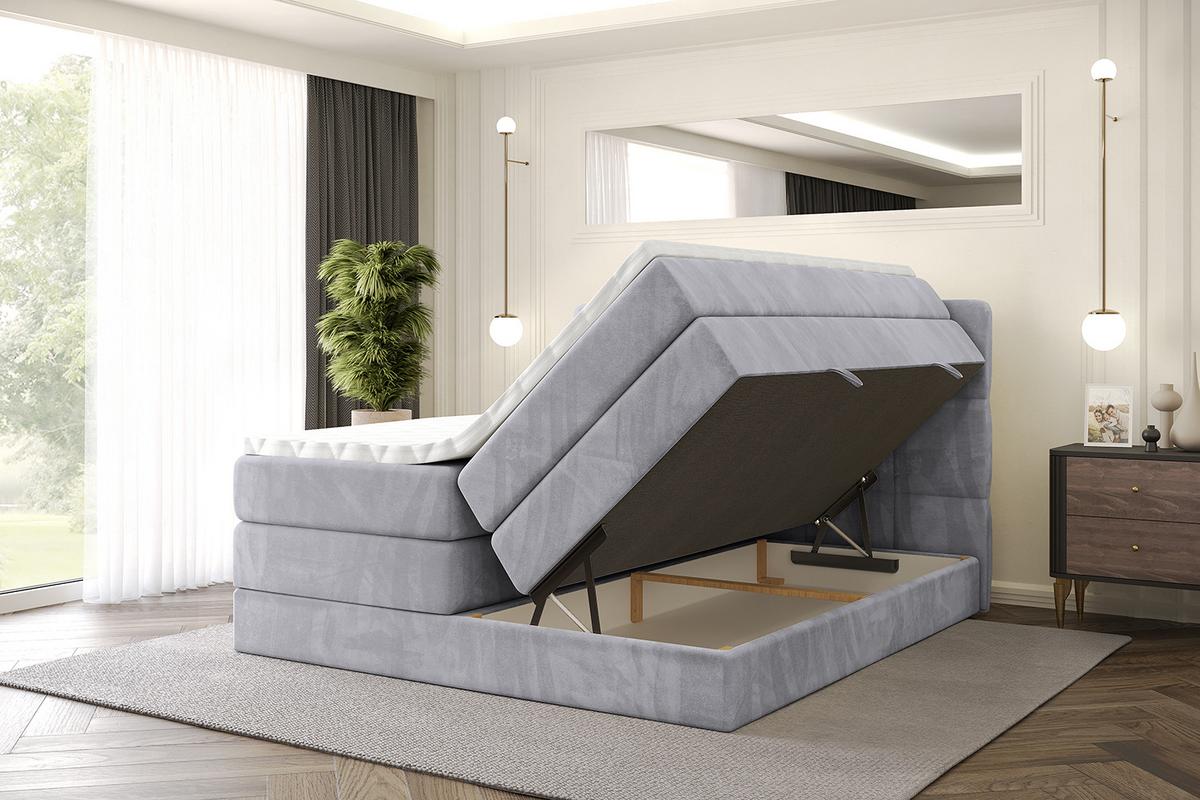 BOXSPRINGBETT mit Matratze H3|H4 und Lattenrost - LIRO KING-160x200 - Grau Monolith - Hellgrau, Holzwerkstoff (160/200cm) - ALTDECOR