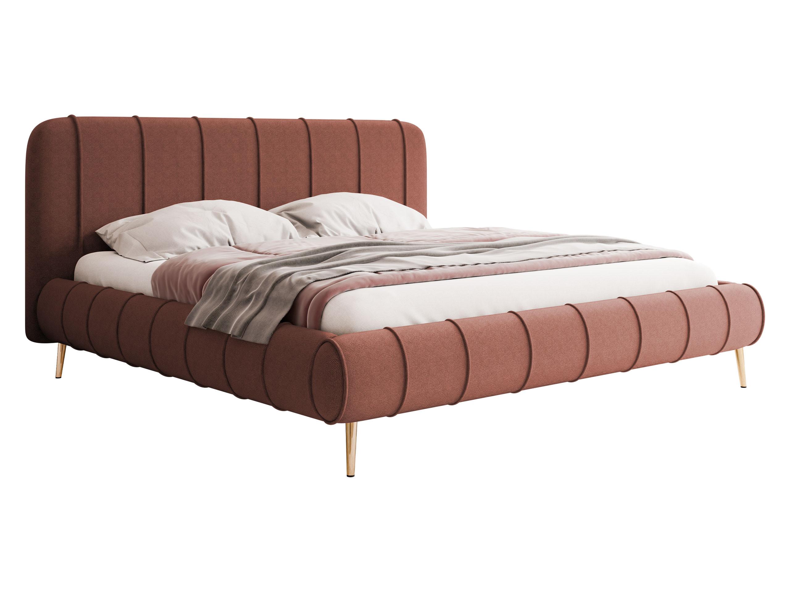 POLSTERBETT Slim XI mit Füße - Goldfarben/Rosa, Holz/Holzwerkstoff (140/200cm) - MIRJAN24