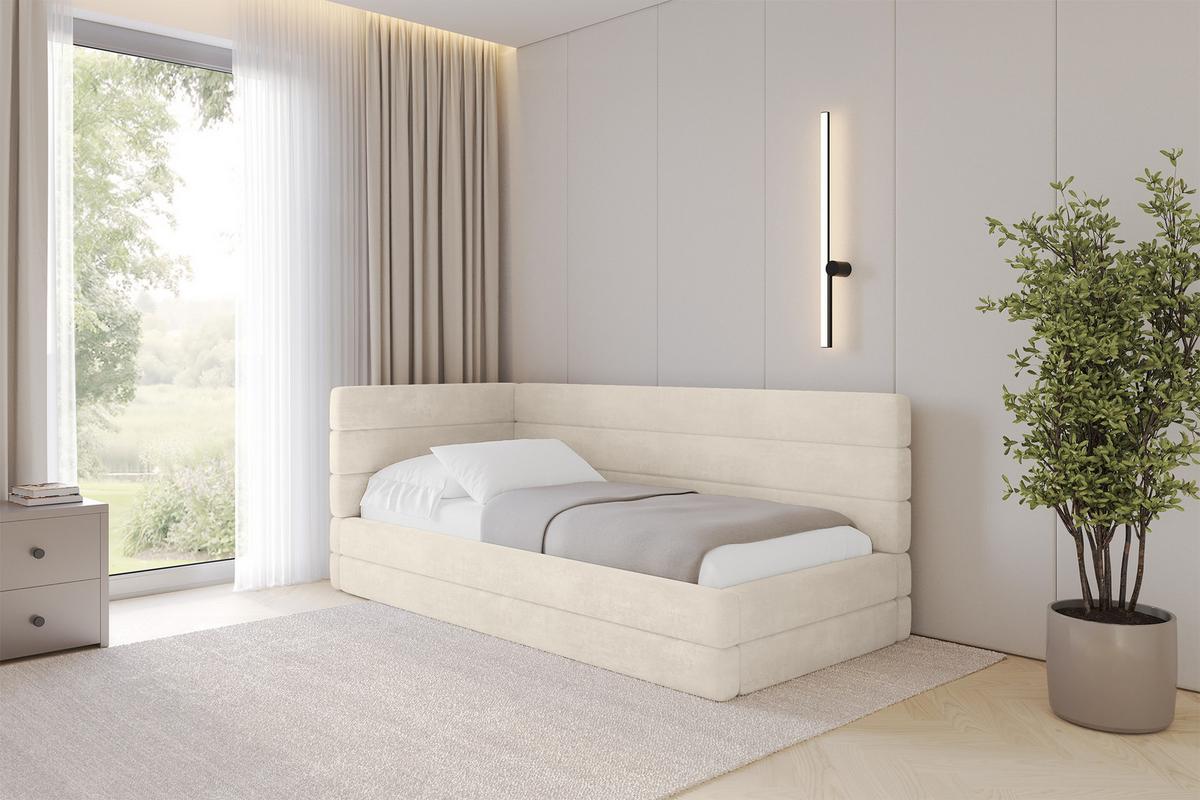 EINZELLBETT Jugendbett mit Bettkasten und Matratze H3/H4, Rechts - BEMY 80x200 Beige - Naturfarben, Holzwerkstoff/Textil (80/200cm) - ALTDECOR