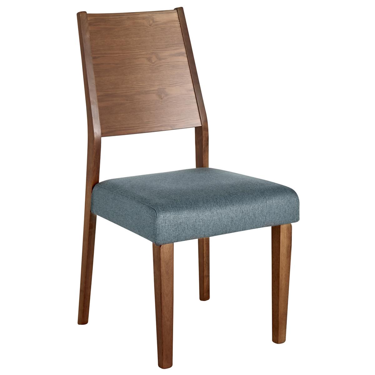 ESSZIMMERSTUHL 2er-Set Gummibaumholz Dunkler Holzfarbton Elmira - Dunkelbraun, Holz/Textil (48/94/43cm) - Beliani