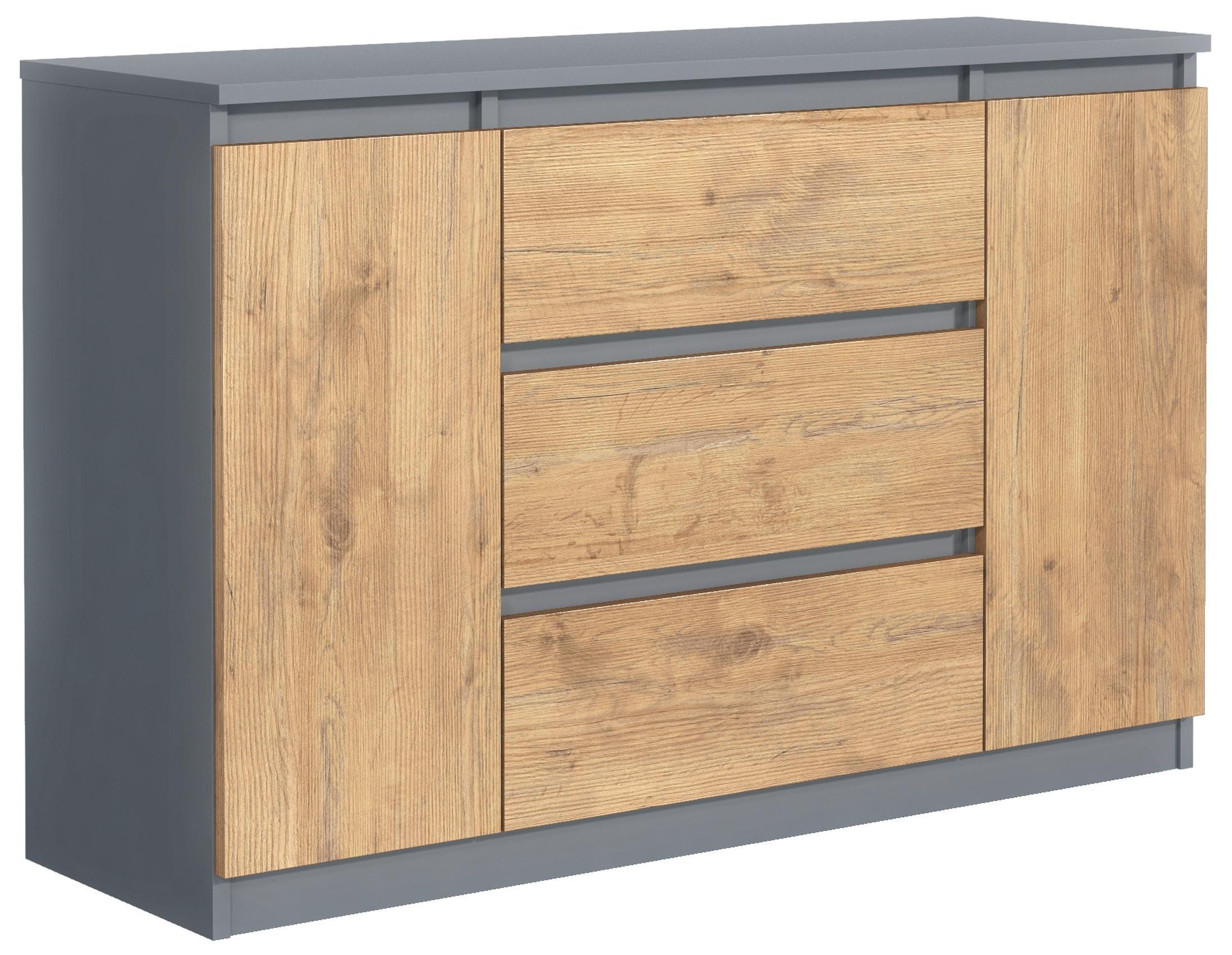 KOMMODE Anthrazit, Lancelot 120/79/39 - Anthrazit/Eiche San Remo, Holzwerkstoff (120/79/39cm) - RAUMHIRSCH FURNITURE