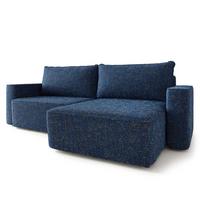 ECKSOFA BELISE BL Blau Chenille mit Schlaffunktion - Blau, Holz/Textil (252/162cm) - MASSENO