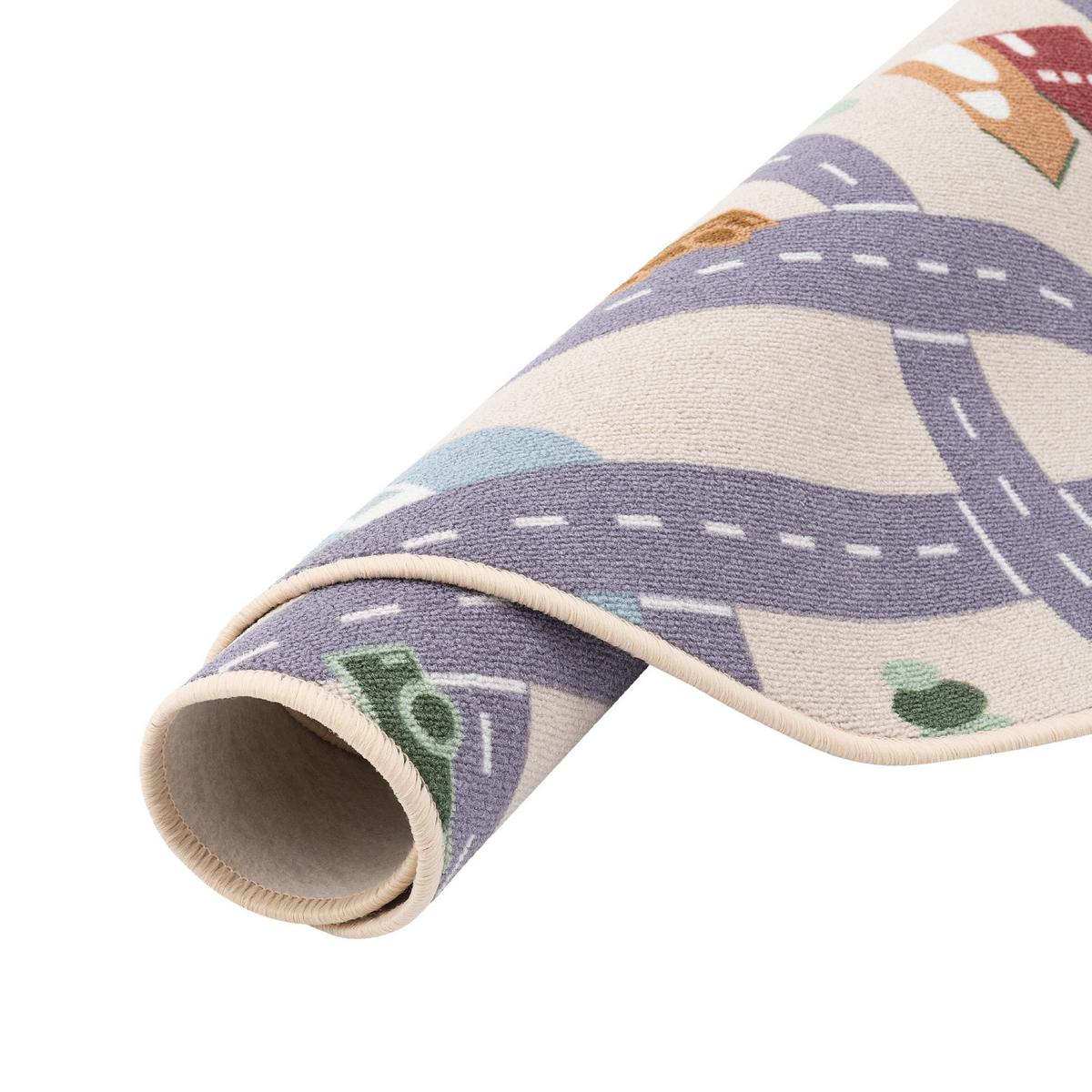 KINDER SPIEL STRASSENTEPPICH FUN TOWN RUND - Beige, Textil (100/100cm) - Snapstyle