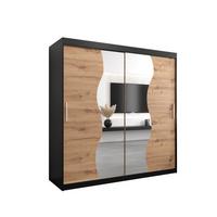 SCHWEBETÜRENSCHRANK 200/200/62 2-türig - Silberfarben/Schwarz, Holz/Kunststoff (200/200/62cm) - MÖBEL KRYSPOL