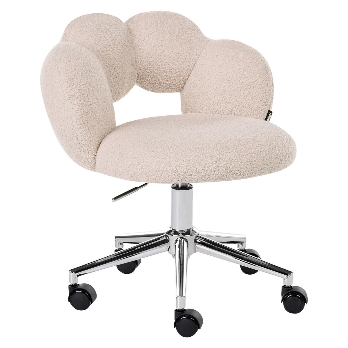 SCHREIBTISCHSTUHL Bouclé Hellbeige Whizzy - Beige, Textil (59/64/50cm) - Beliani