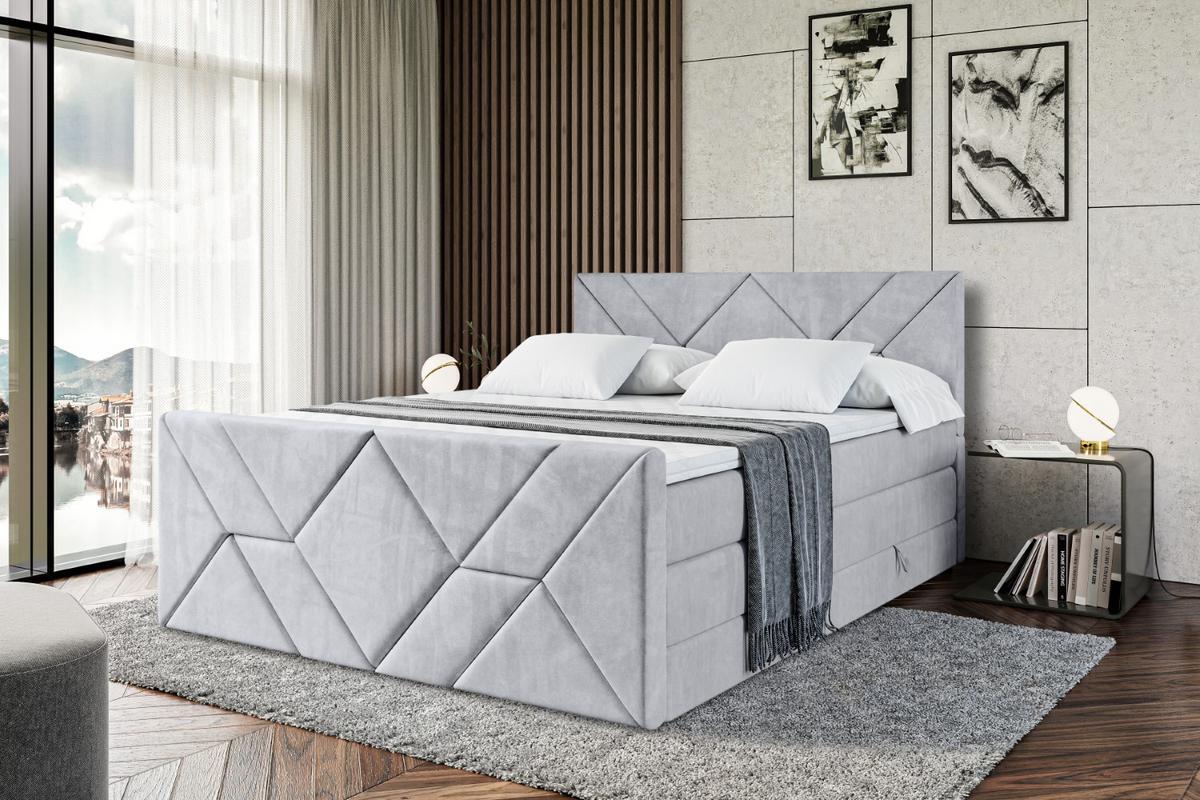 BOXSPRINGBETT BARWA-Z KING - 140x200 - H3/H4 - Hellgrau - Hellgrau, Holzwerkstoff (140/200cm) - ALTDECOR