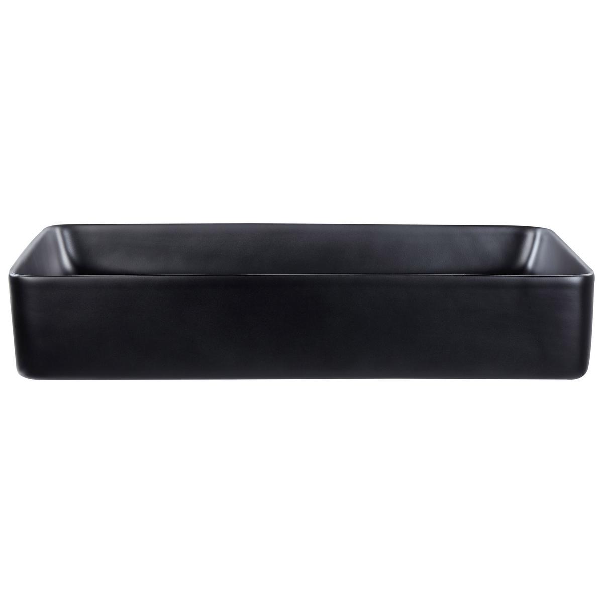AUFSATZWASCHBECKEN 61/35 cm Schwarz Ulua - Schwarz, Keramik (61/11/35cm) - Beliani