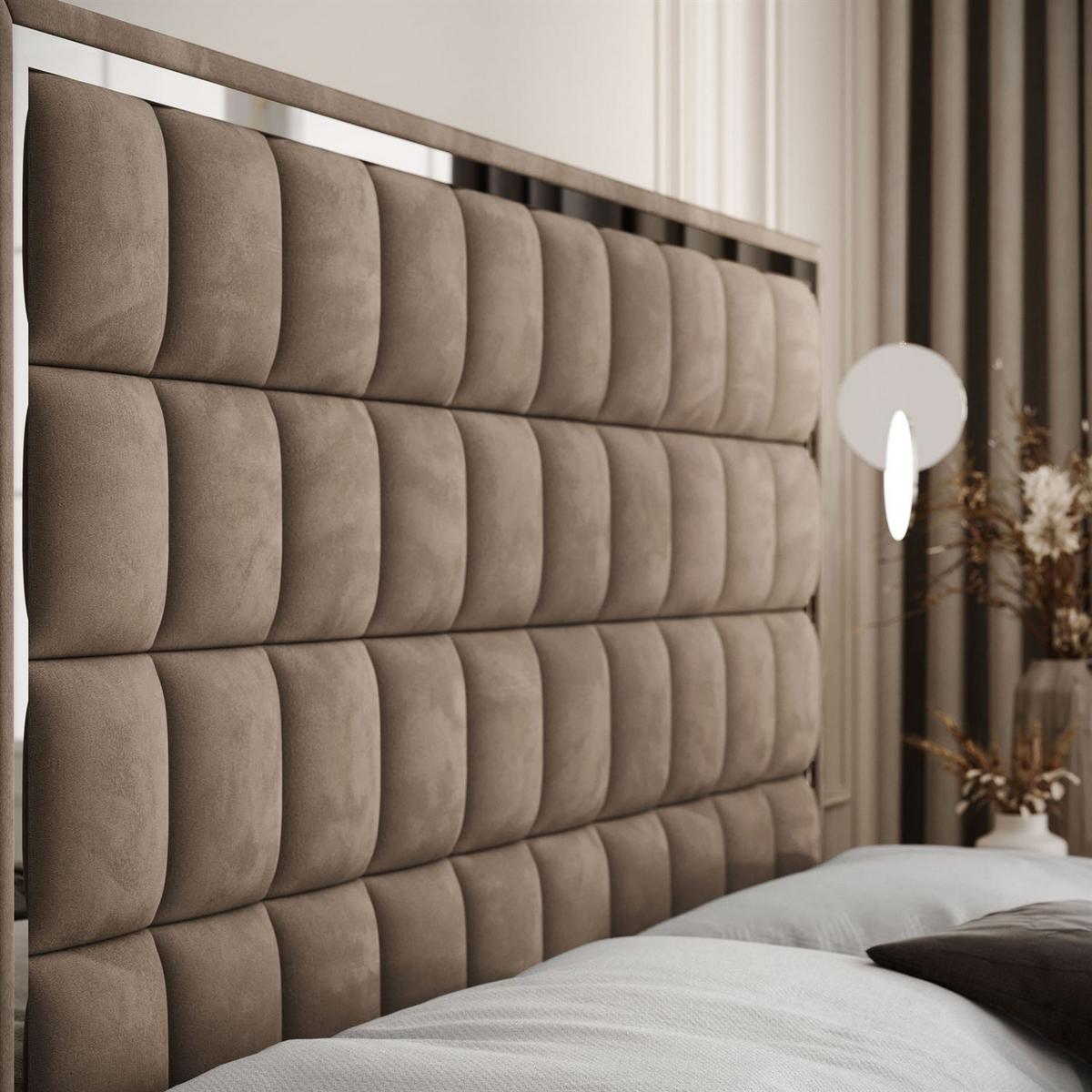 BOXSPRINGBETT ISADORA II SILVER mit Bettkasten und Topper 140x200 cm Royal Velvet 176 - Beige, Textil - Lookway