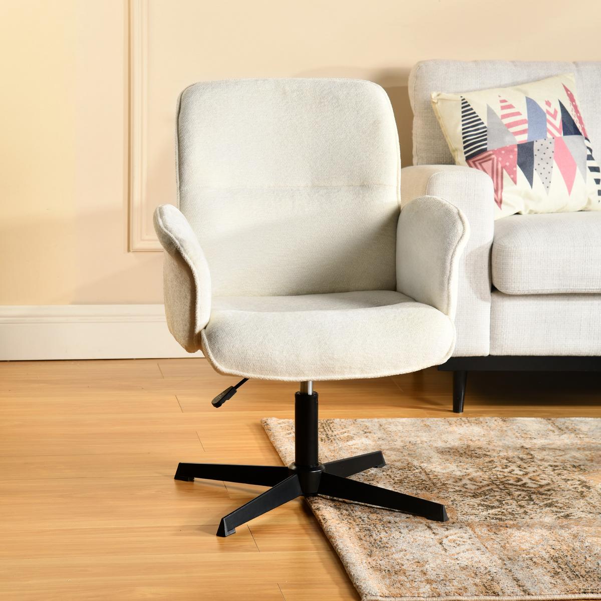 DREHSTUHL Beige Schwarz - Beige/Weiß, Metall (59/93/62cm) - Urban Meuble
