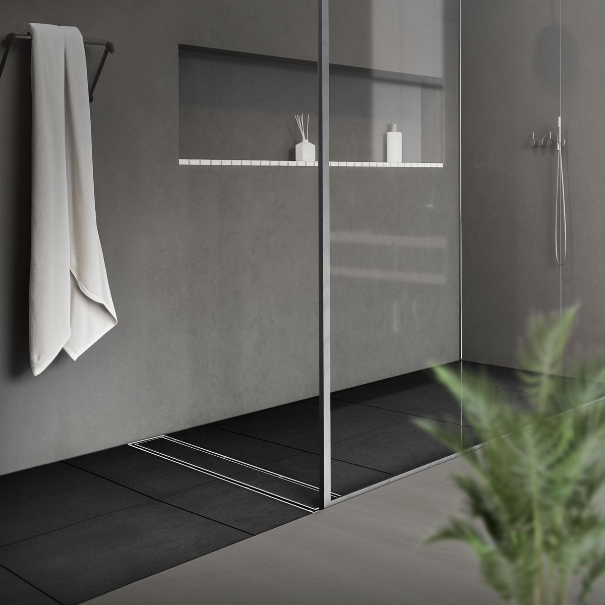 DUSCHRINNE 60cm - Silberfarben, Metall (13.9/7.8/64cm) - LuxeBath