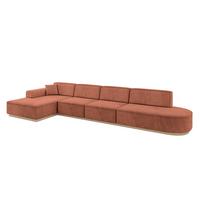 ECKSOFA Ottomane Links IREA-L3 - 412x165x80 cm Apricot - Koralle, Holzwerkstoff/Textil (412/165cm) - ALTDECOR