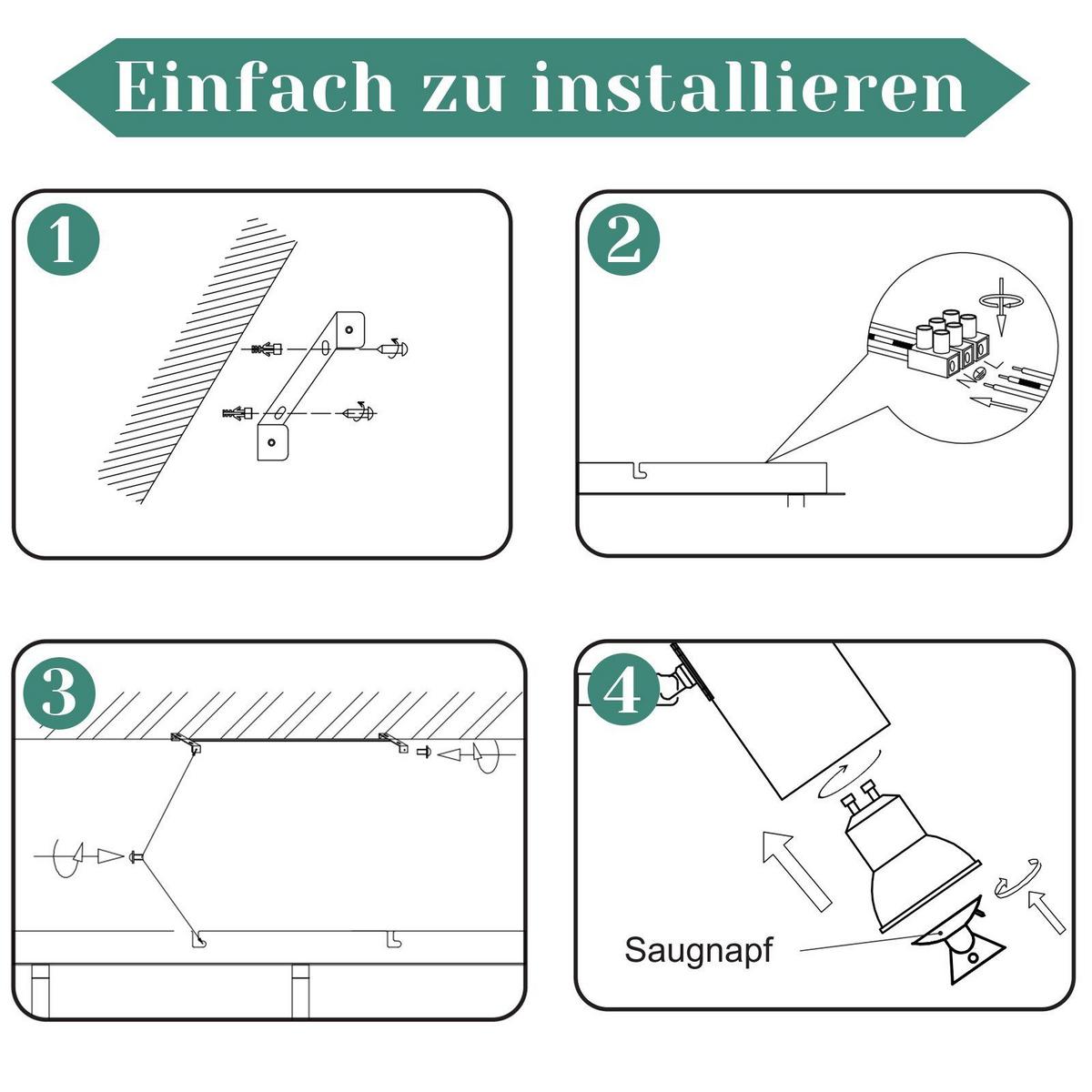 DECKENSTRAHLER Ingrid 4-flammig 62/6/17 cm - Silberfarben, Metall (62/6/17cm) - Nettlife