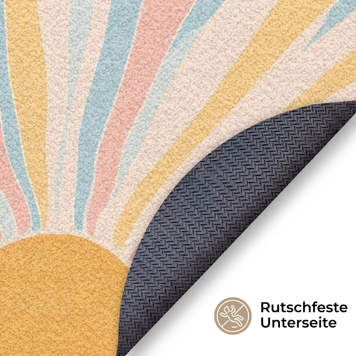 FUSSMATTE Illustration - Sonne - Pastellfarben Sauberlaufmatte 120x120 cm - Hellrosa, Kunststoff (120/0.4cm) - MuchoWow