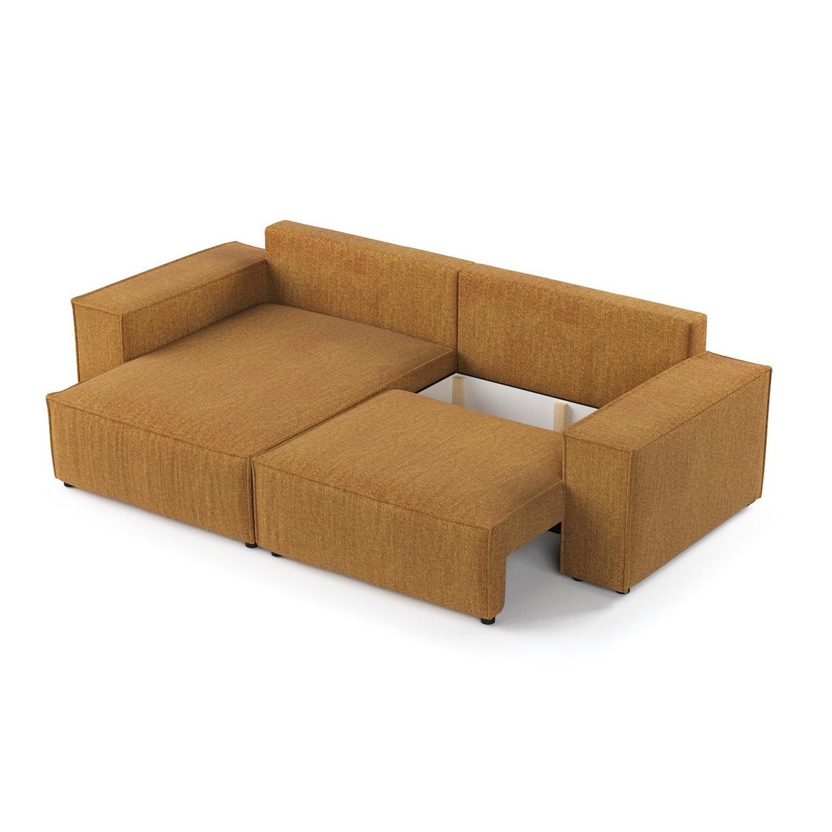 ECKSOFA SENSO mit Schlaffunktion Honiggelb im City Stoff - Schwarz/Honig, Holz/Holzwerkstoff (255/148cm) - AltaBeds