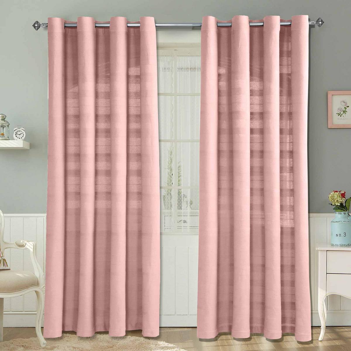 ÖSENVORHANG Rajput blickdicht 2er-Set, 167/182 cm - Rosa, Textil (167/182cm) - Homescapes