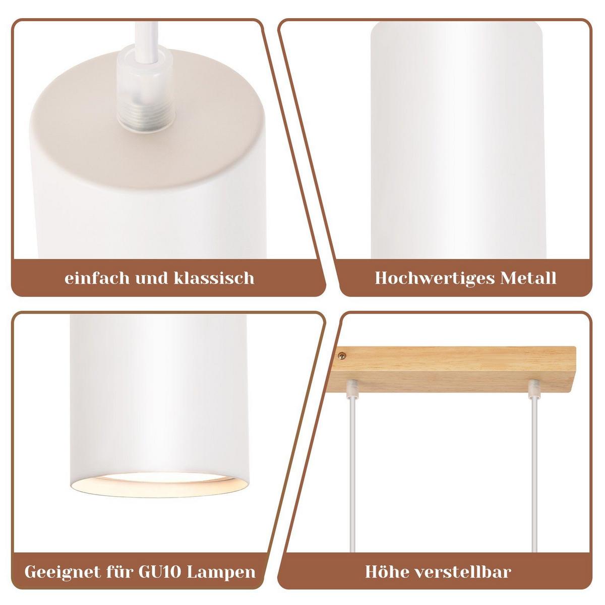 PENDELLEUCHTE Glück 60/6/170 cm - Weiß, Holzwerkstoff (60/6/170cm) - Nettlife
