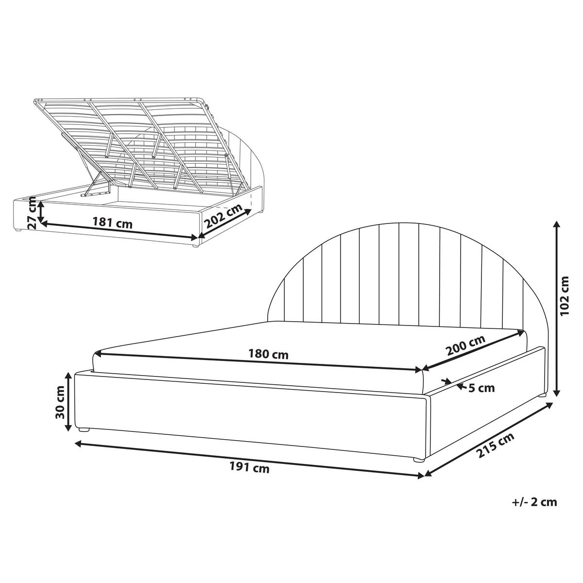 BETT mit Stauraum 180/200 cm Cremeweiß Chadenet - Weiß, Textil (180/200cm) - Beliani
