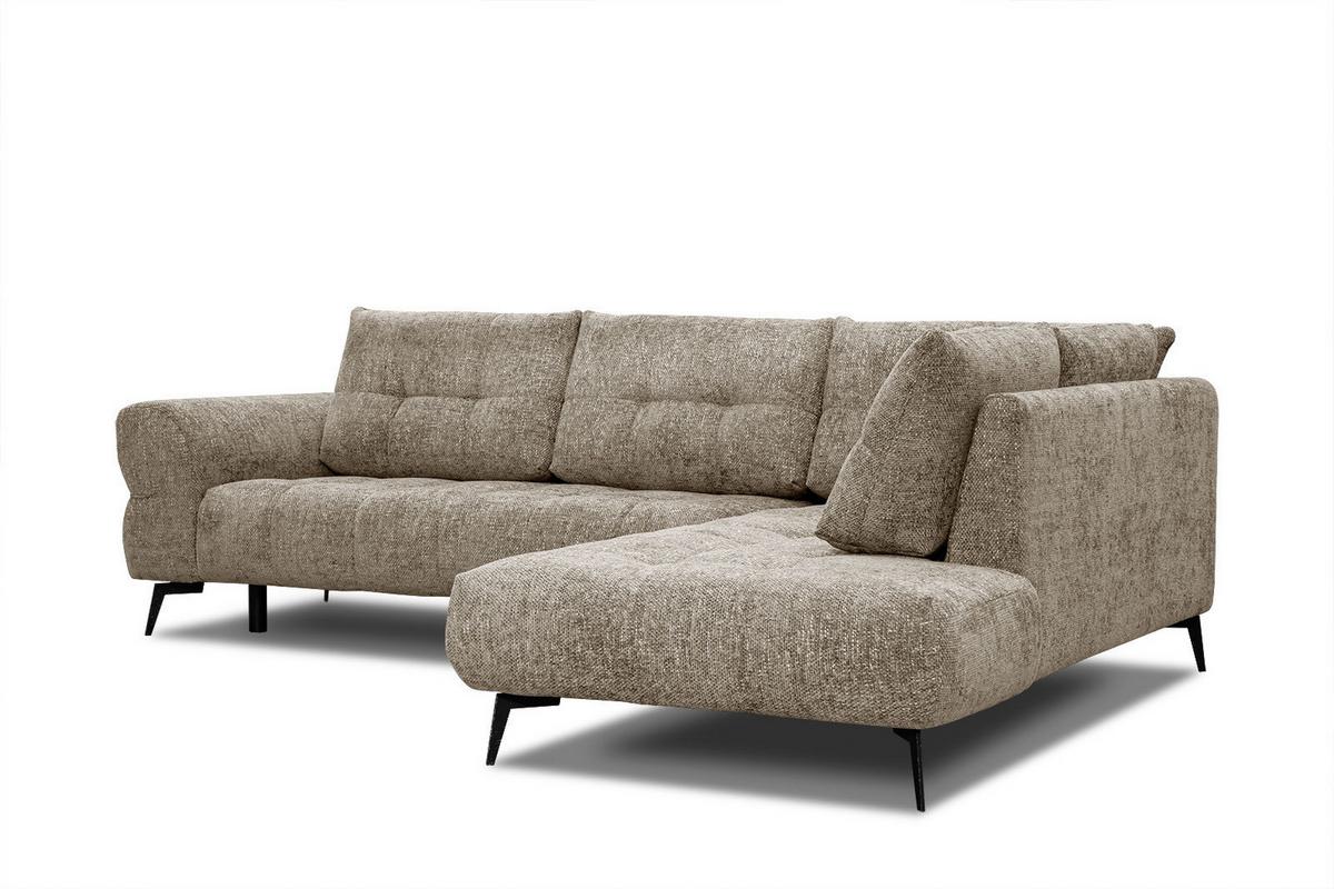 ECKSOFA SALVINI 5-Sitzer, taupe - Taupe/Schwarz, Holzwerkstoff/Textil (292/158cm) - Wozimo