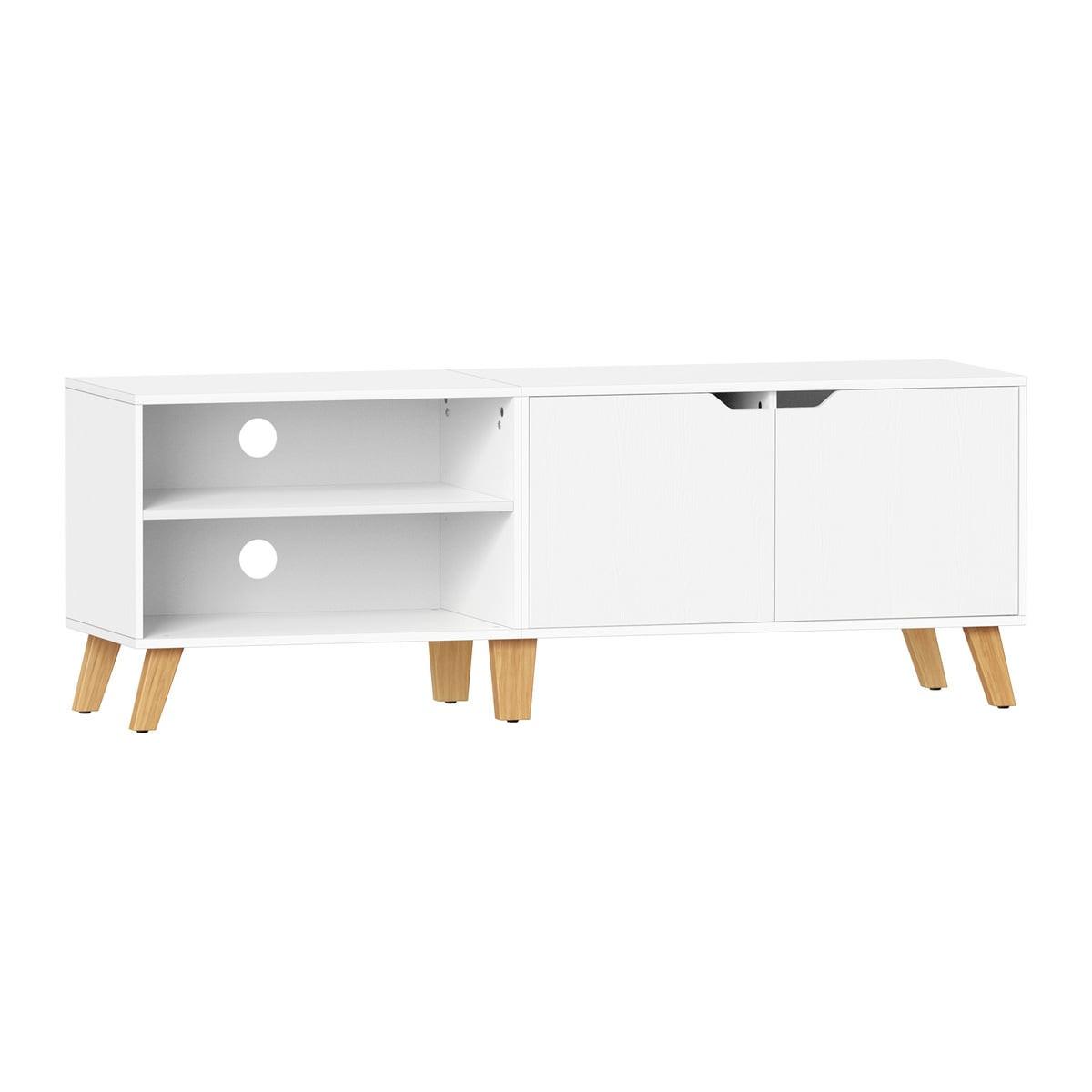 TV-MÖBEL 2 Fächer und 2 Türen weiß - L140 cm - Weiß, Holzwerkstoff (46.8/40/45cm) - Calicosy
