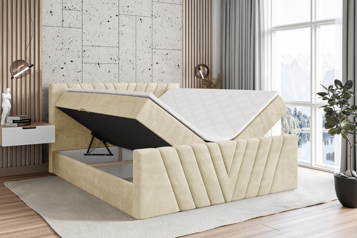 BOXBETT ERNINA-Z - 180x200 cm - H4 - Beige - Beige, Holzwerkstoff (180/200cm) - ALTDECOR