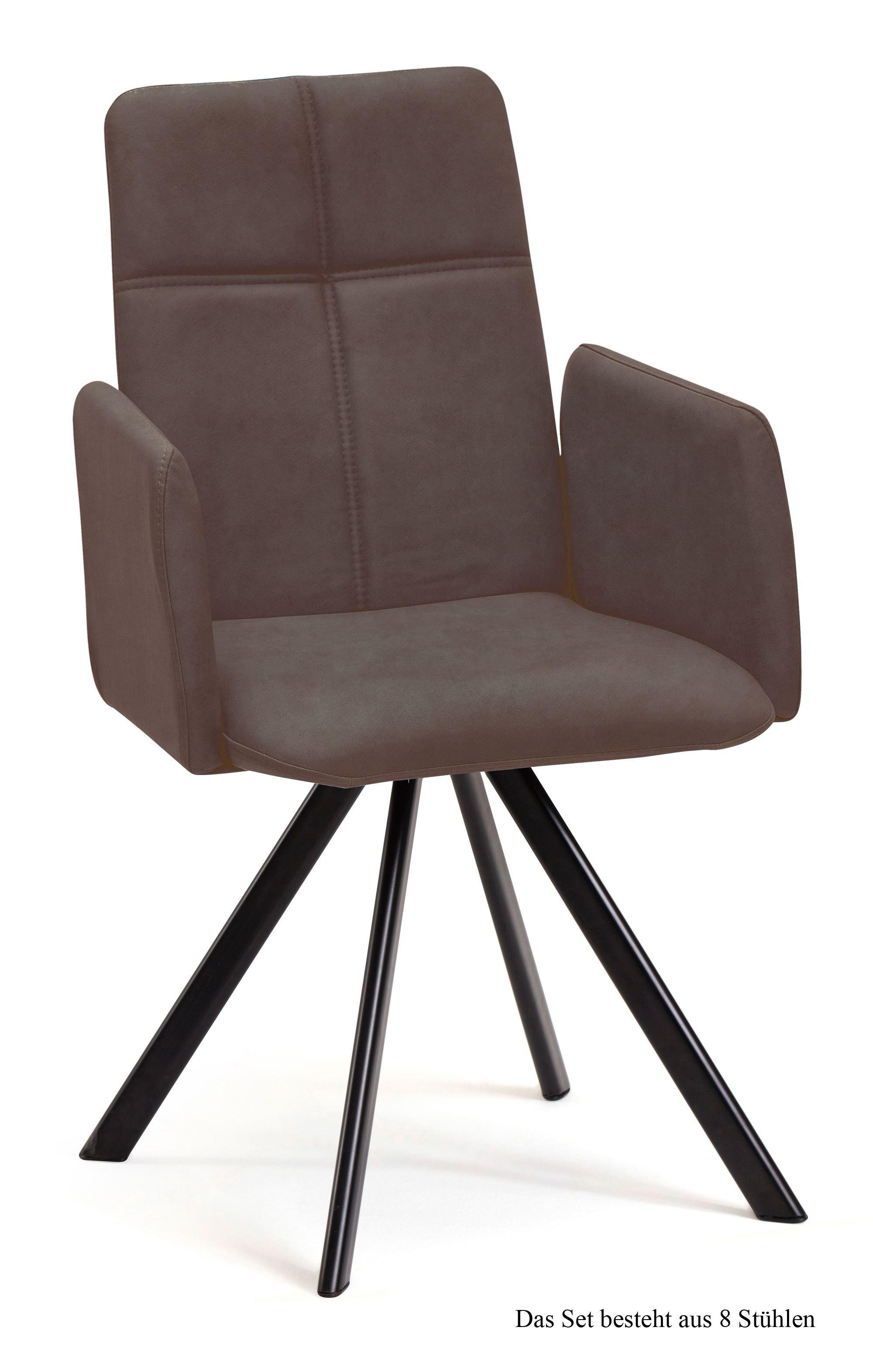 ARMLEHNSTUHL drehbar (8er-Set) Desha 52x92x60 Schwarz/Braun - Schwarz/Braun, Kunststoff (60/92/52cm) - 58aufmkessel