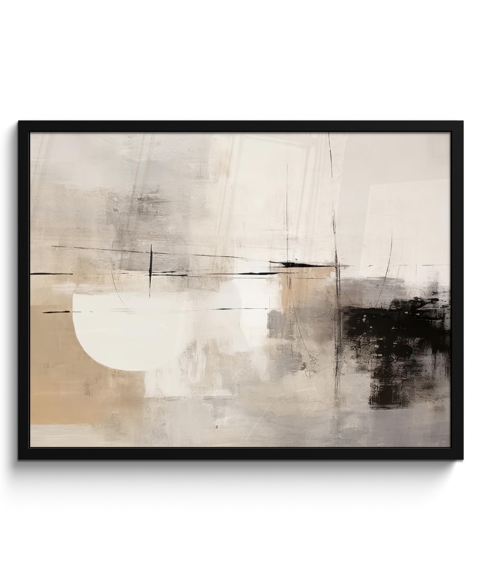 POSTER MIT RAHMEN Abstrakt - Kunst - Grau 80x60 cm - Hellgrau, Papier (80/60cm) - MuchoWow