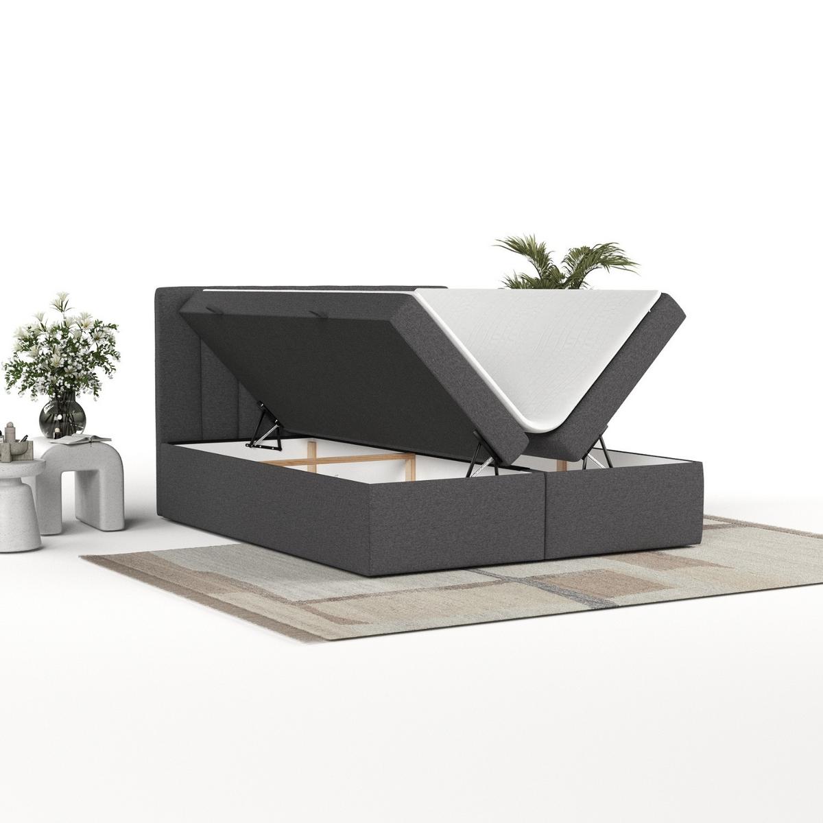 BOXBETT Amaro 160/200 cm Anthrazit im Megan Stoff - Anthrazit/Schwarz, Holz/Holzwerkstoff (160/200cm) - AltaBeds