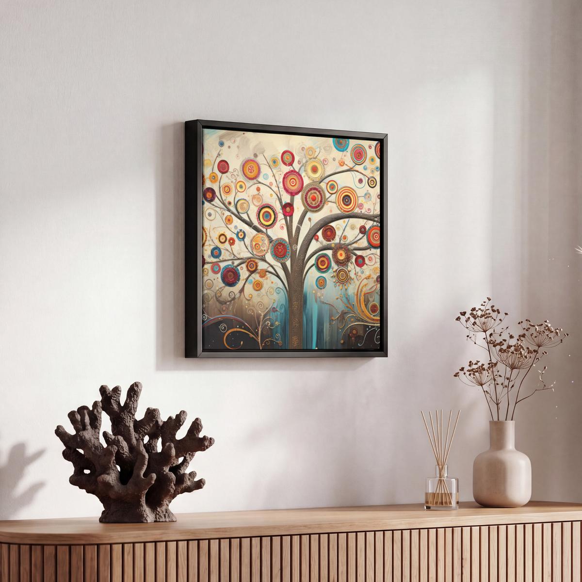 LEINWAND Bilder mit Rahmen - Baum - Baum des Lebens - Farbe - 20x20 - Braun, Textil (20/20cm) - MuchoWow