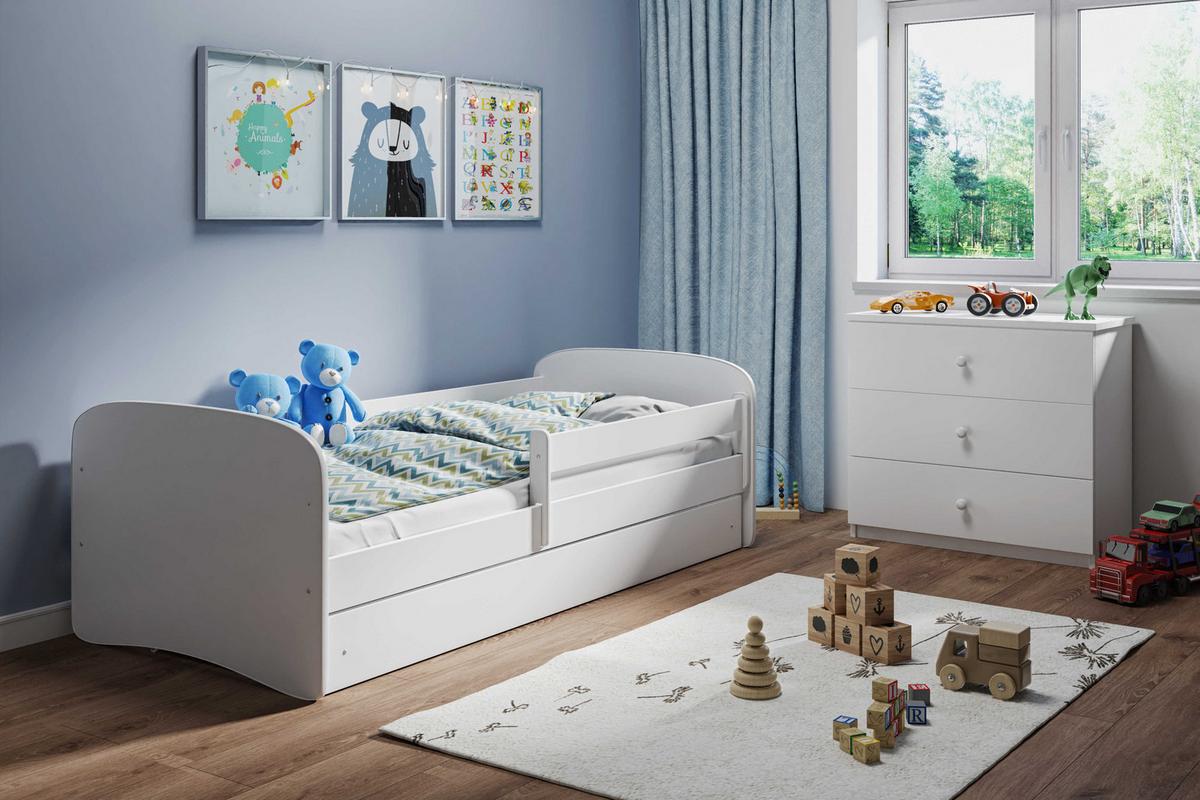KINDERBETT ohne Muster mit Schublade und Matratze Weiß 140/70 - Weiß, Holzwerkstoff (70/140cm) - RAUMHIRSCH FURNITURE