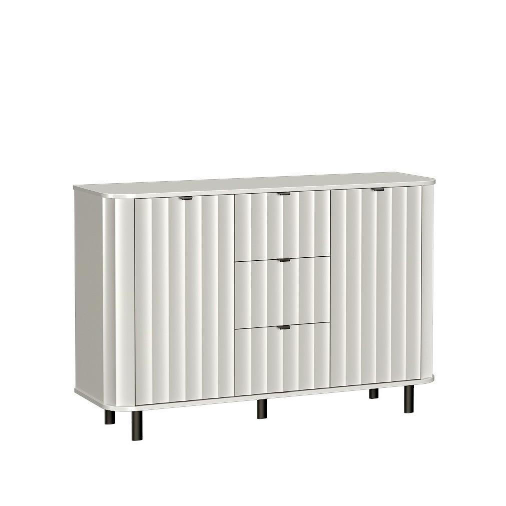KOMMODE MODERNO 137,2/91/40,5cm mit 3 Schubladen 2 Türen Weiß - Weiß, Holzwerkstoff (137.2/91/40.5cm) - MASSENO