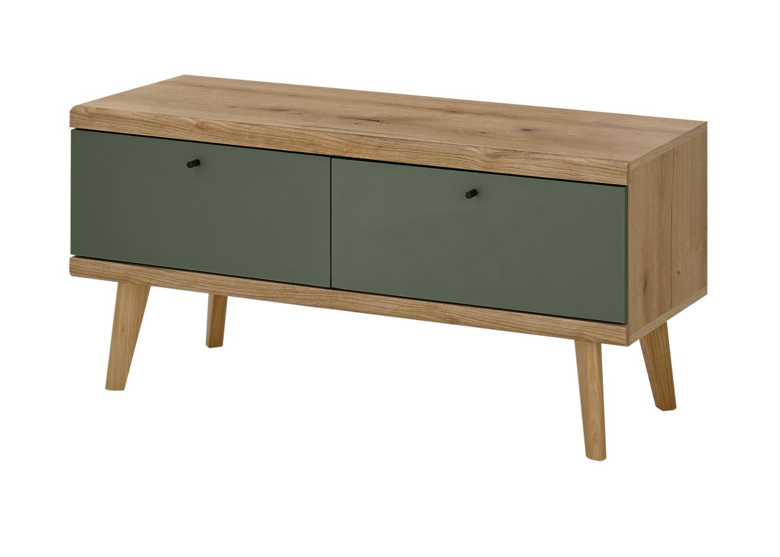 TV-LOWBOARD Salbei, Eiche Evoke, skandinavisch 107 cm, TV Unterschrank mit Stauraum - Dunkelgrün/Salbeigrün, Holz/Holzwerkstoff (107/50/40cm) - Furn.Design