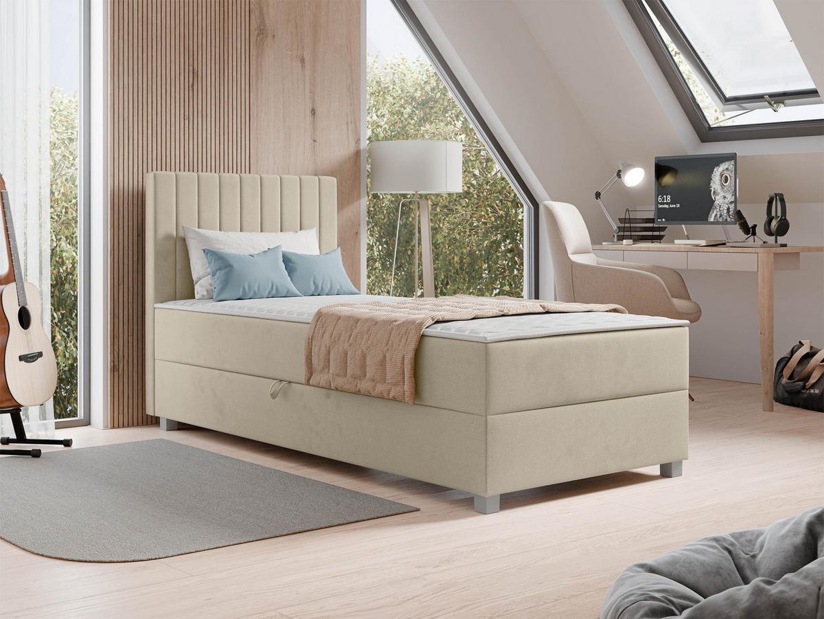 BOXBETT Viki - H3 - Beige/Silberfarben, Holzwerkstoff/Kunststoff (90/200cm) - MIRJAN24