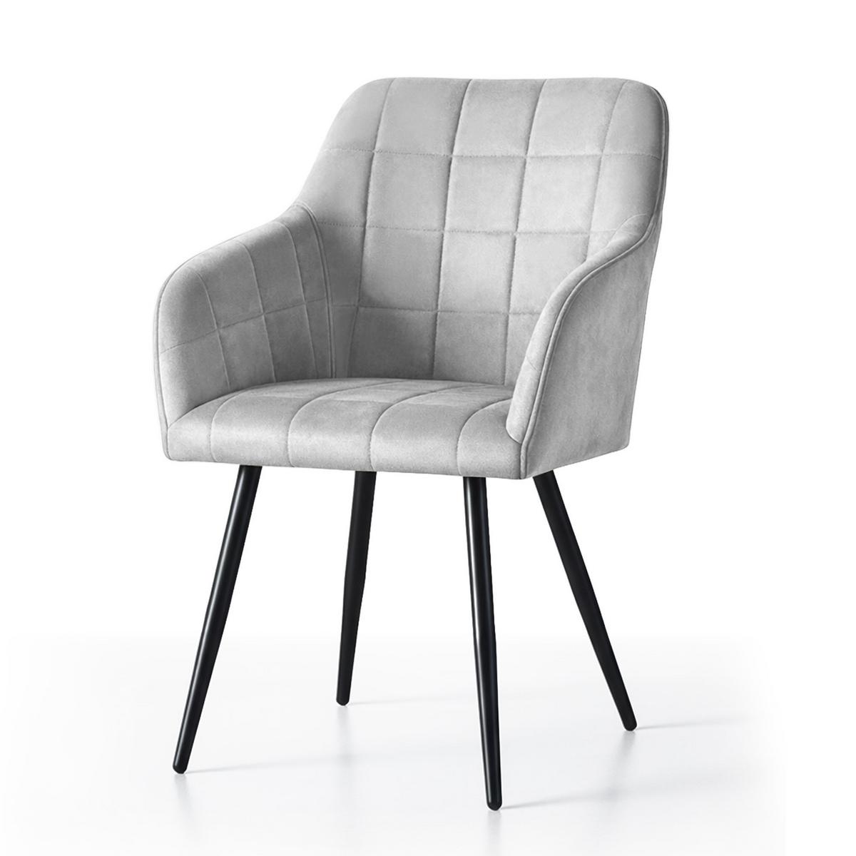 POLSTERSTUHL 6er Set, Metallbeine Grau 54/82/58 - Grau, Textil (54/82/51cm) - RAUMHIRSCH FURNITURE