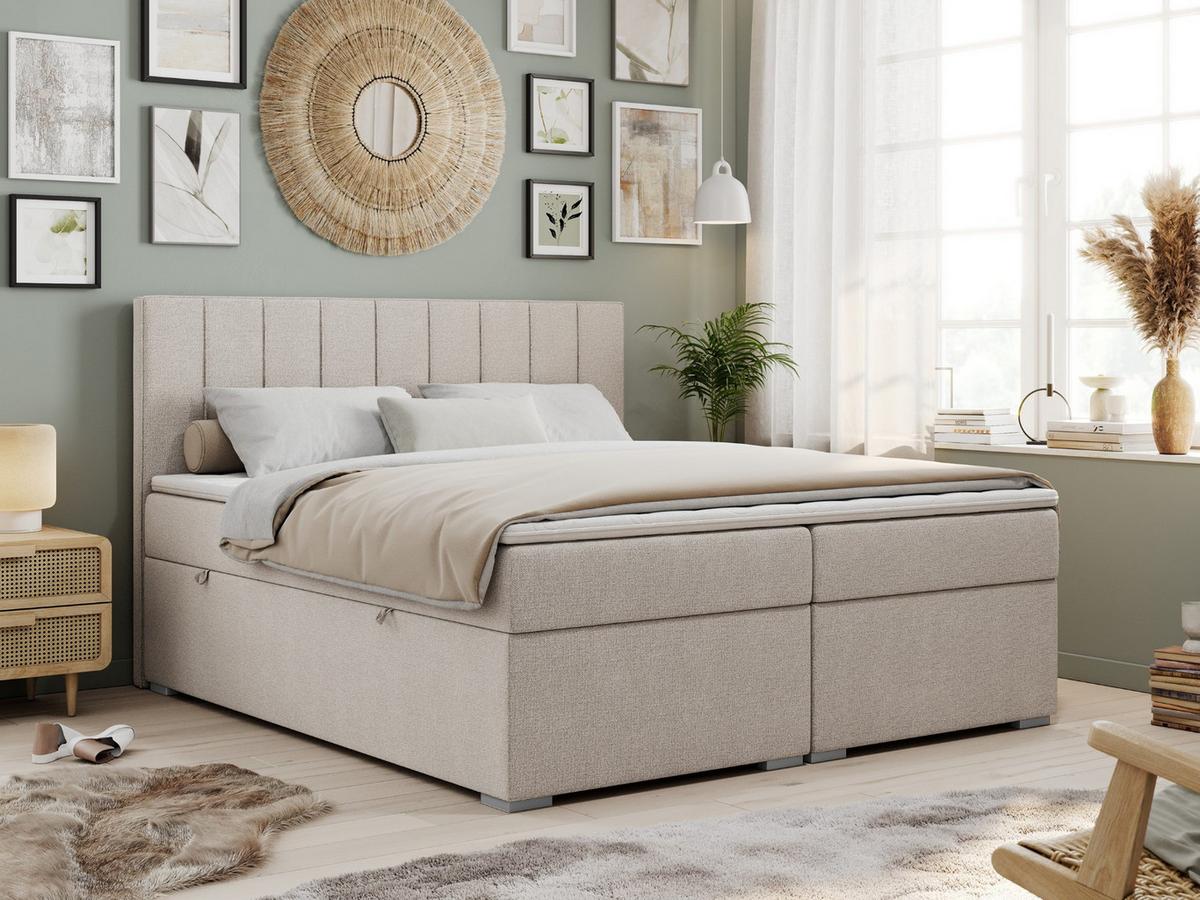 BOXBETT ALLY 160/200 Beige Struktur - H3 - Beige, Holz/Textil (160/200cm) - MKS