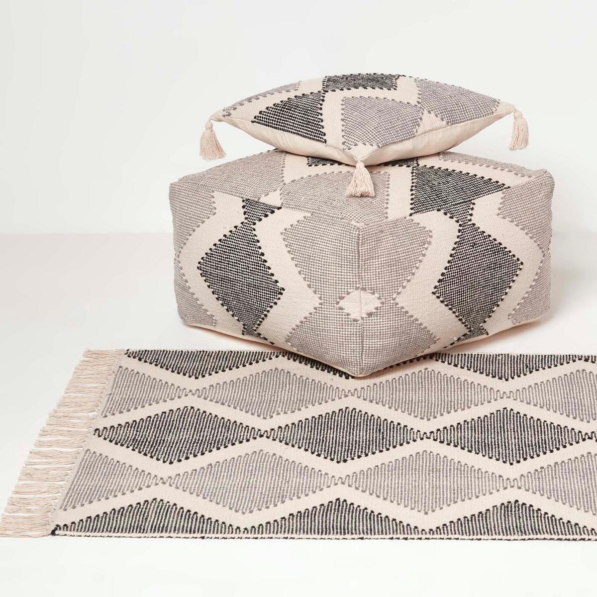 SITZPOUF Malmö grau gemustert, 55/55/30 cm - Grau, Textil (55/30/55cm) - Homescapes