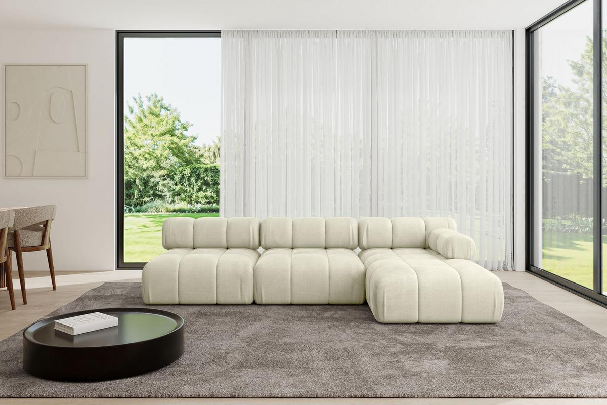 ECKSOFA modulares Sofa Razon-L2 - 285x160x70 cm Beige Velours - Beige, Holzwerkstoff/Textil (285/160cm) - ALTDECOR
